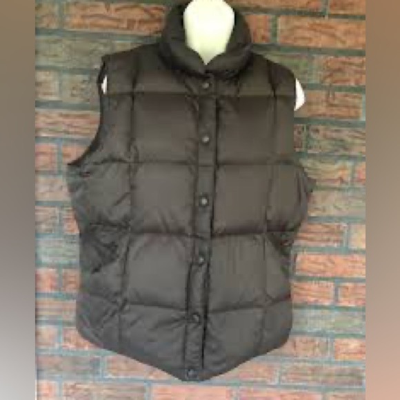 Lands' End Unisex Black Quilted Snap Front Down Fill Puffer Vest-Large - Picture 2 of 11